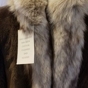 Beaver coat with fox trim.